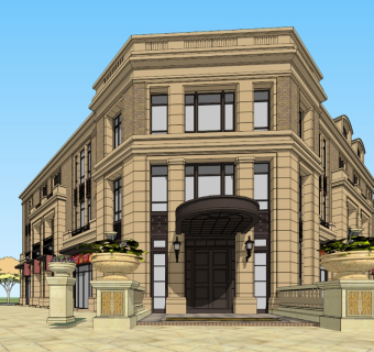 欧式建筑酒店会所模型